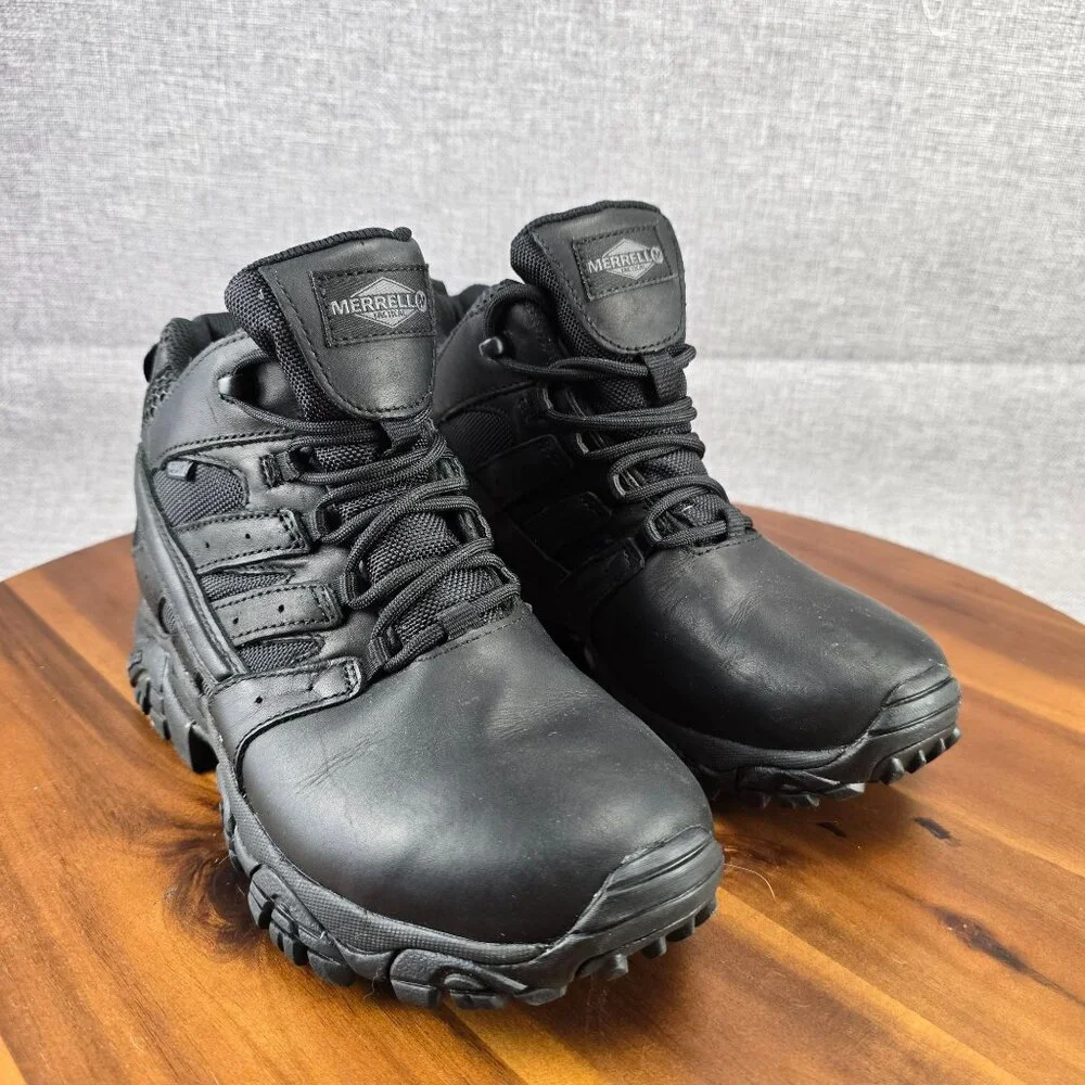 Merrell Mens 7M‎ Lace-Up Leather Hiking Boots Black